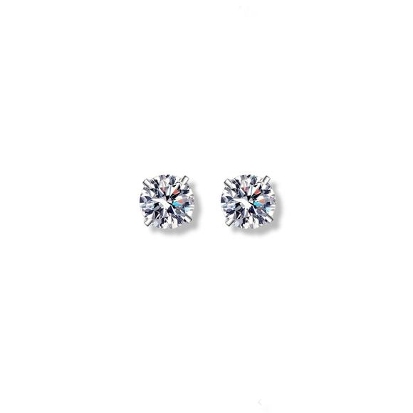 Classic Style Tested .20ctw Round Brilliant Moissanite 925 4 prong Stud Earrings - Picture 1 of 5
